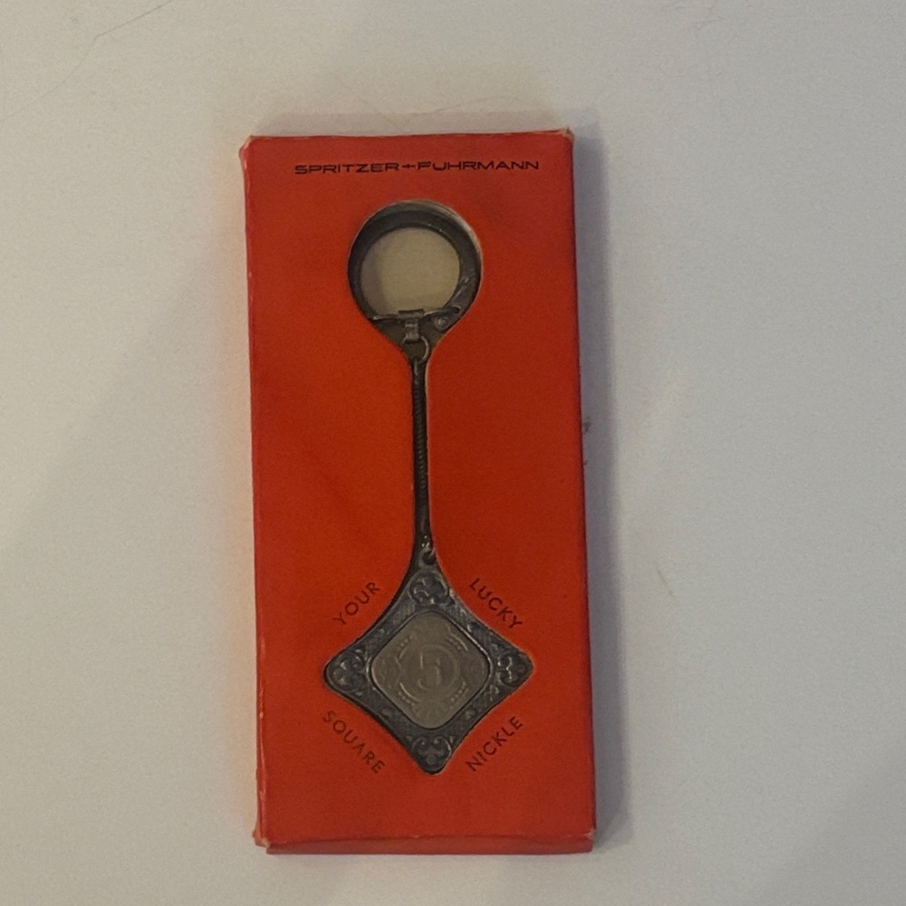Key Chain featuring a 1943 Curaçao 5 cents coin set in a metal holder
